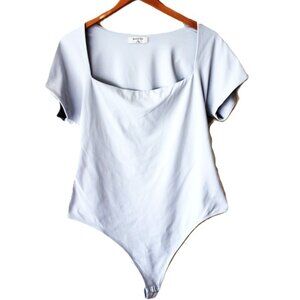 ARITZIA Babaton Square Neck Short Sleeve Bodysuit in Light Blue - Size 2X